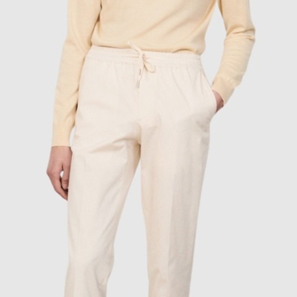 Sandro OFF-WHITE Men's Newalpha Organic Cotton Blend Drawstring Pants (Size 40)